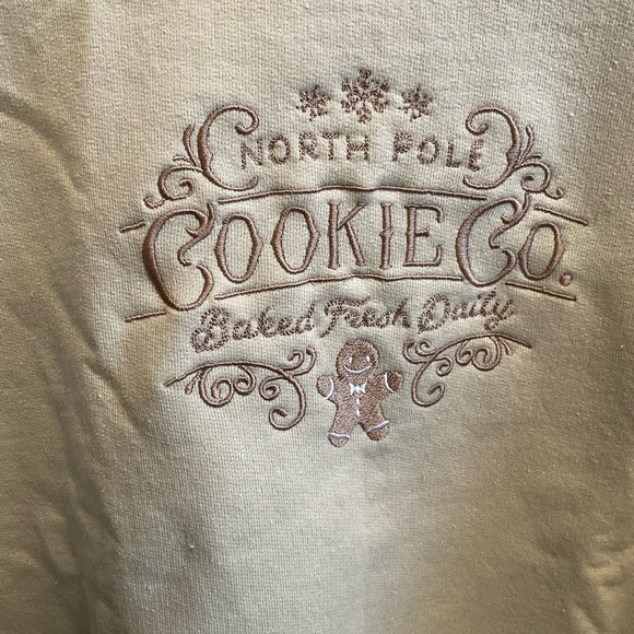 Christmas holiday embroidered cookie sweatshirt tan - Picture 4 of 5